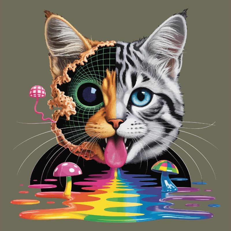 Conception surréaliste du chat à mi-glitch