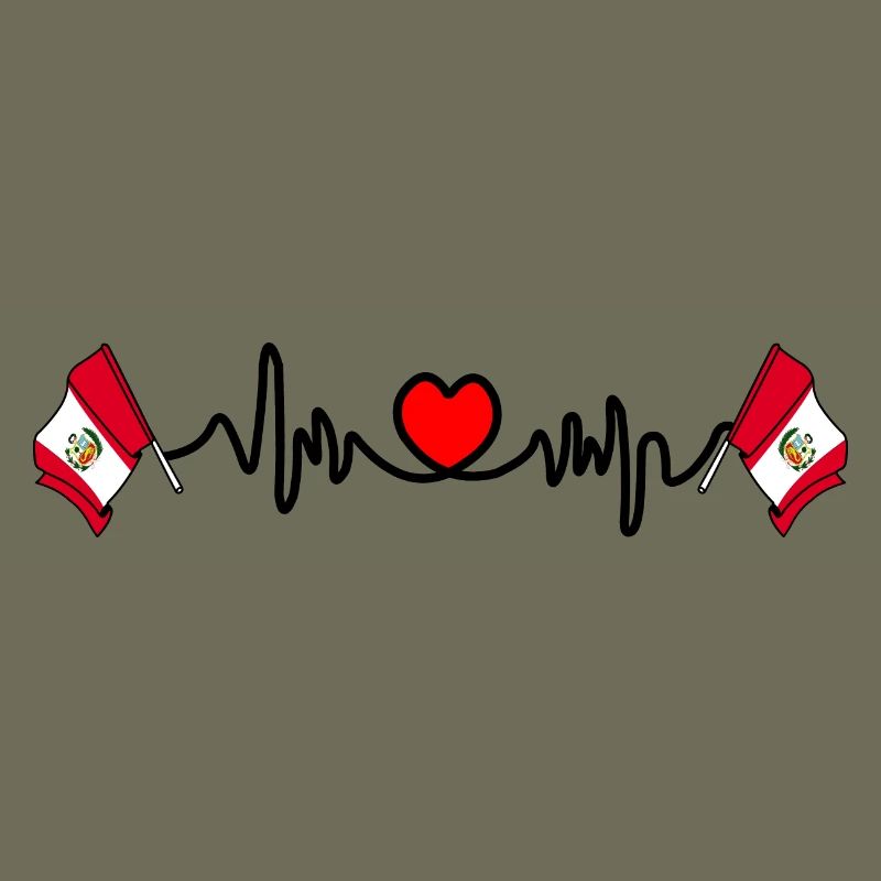 Cardio coeur avec drapeau Pérou