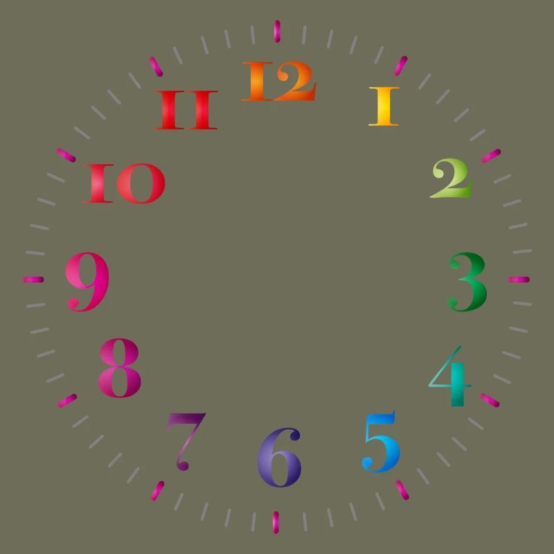 Dial with colored digits without clock hands