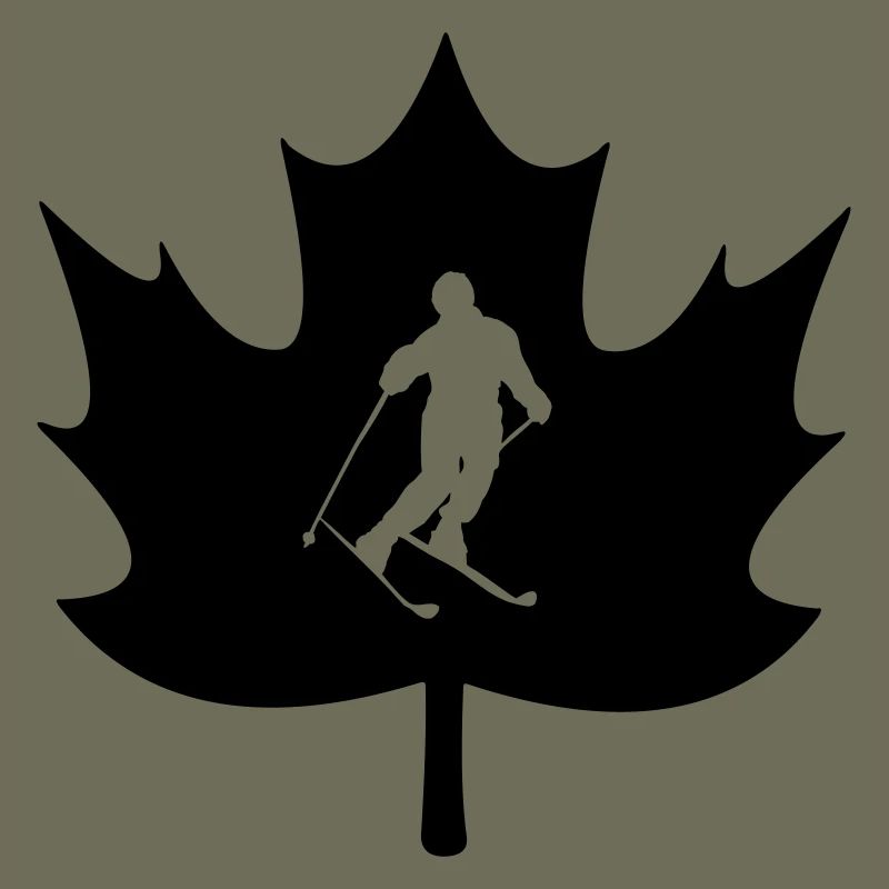 Feuille d’érable du Canada avec logo de skieur découpé