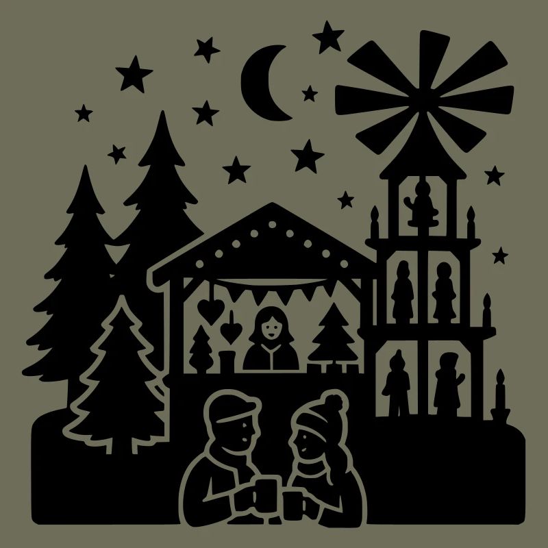 Silhouette du marché de Noël