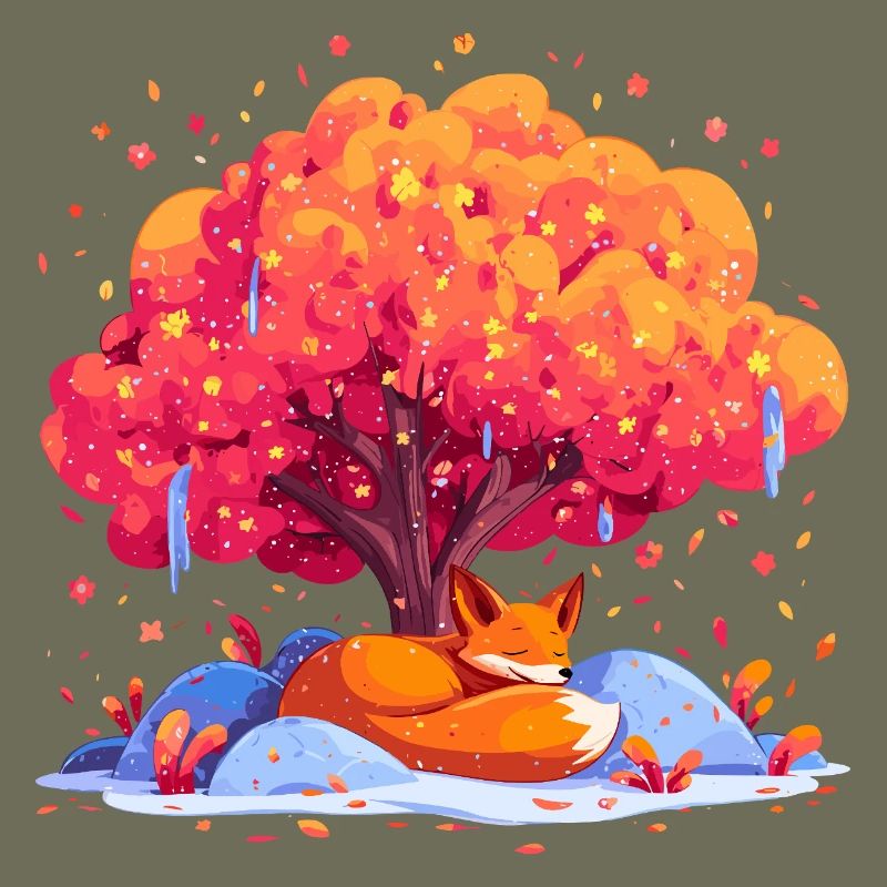 Fuchs unter Herbstbaum