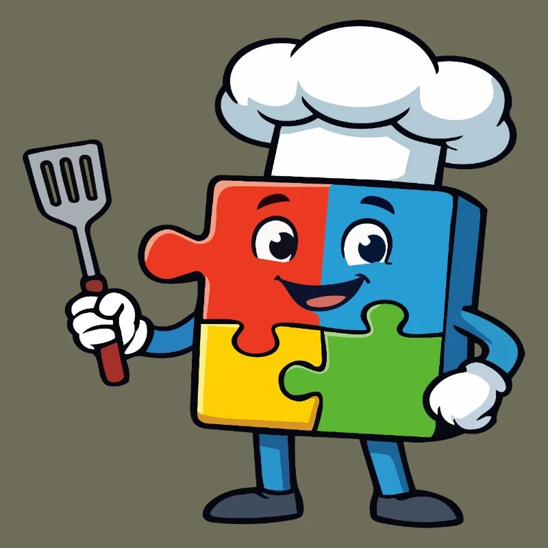 Puzzle Piece Chef Mascot