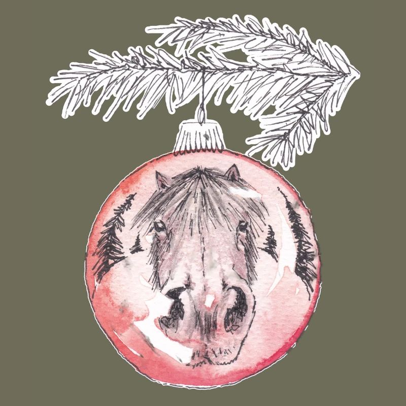 Weihnachtskugel Merry Christmas rot Pferd