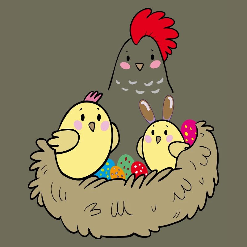 Happy Easter chicks in the nest