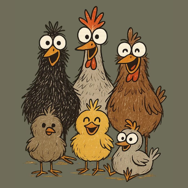 Laughing chickens and chicks