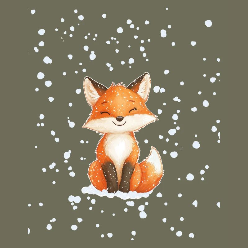 Fuchs mit Schneeflocken