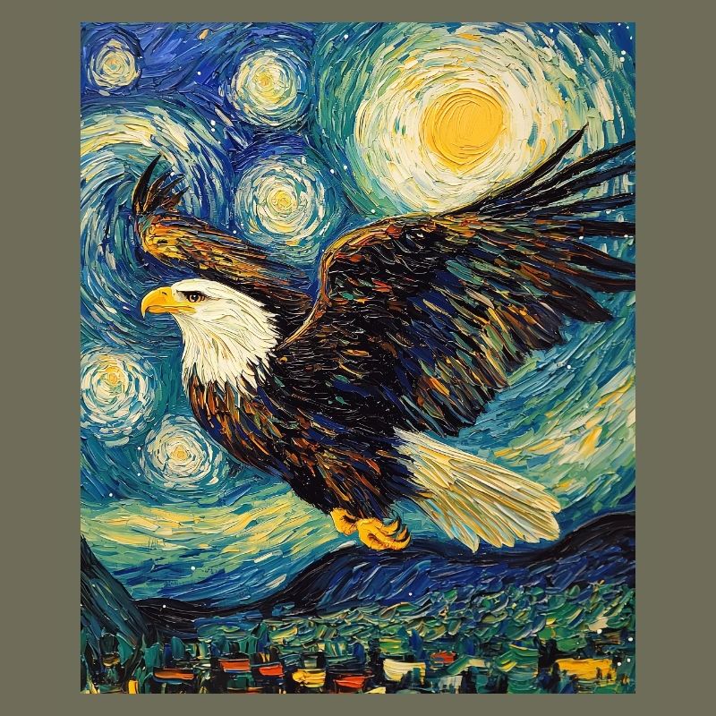 Eagle Bird Van Gogh Style Starry Night