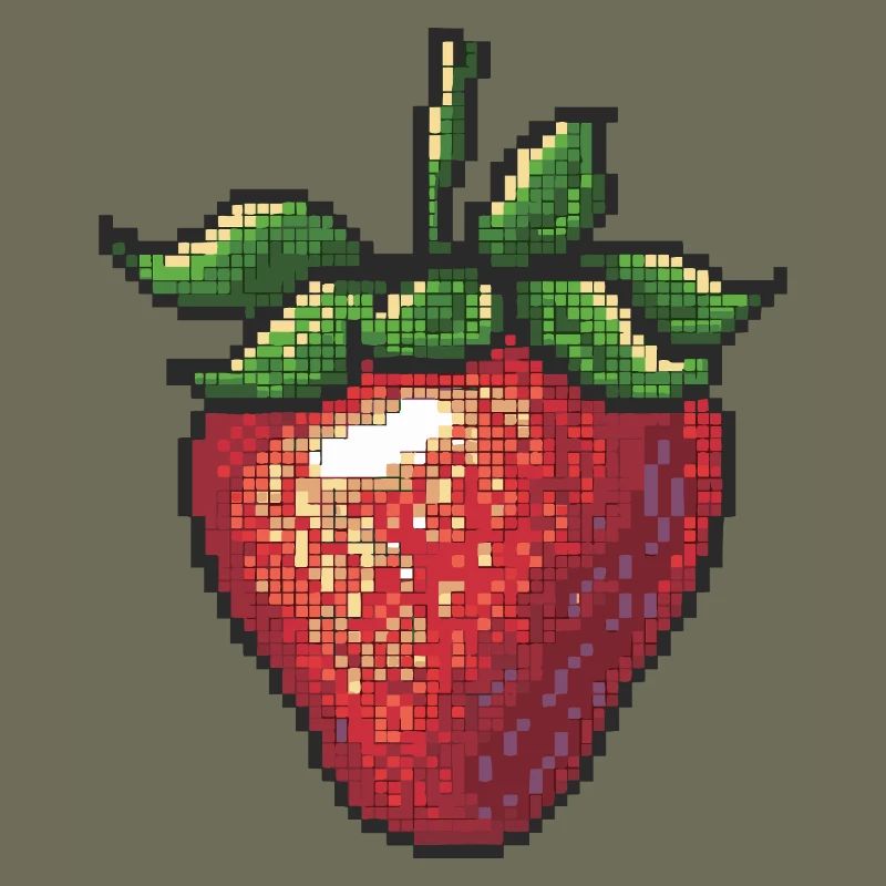 Erdbeere im Pixelstil