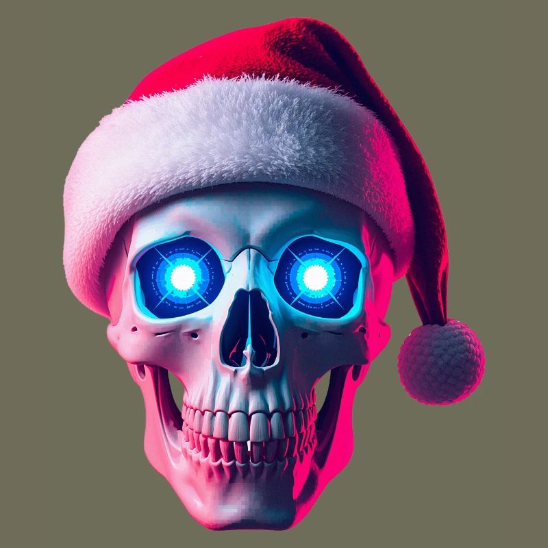 Neon-Schädel-Weihnachtsmann