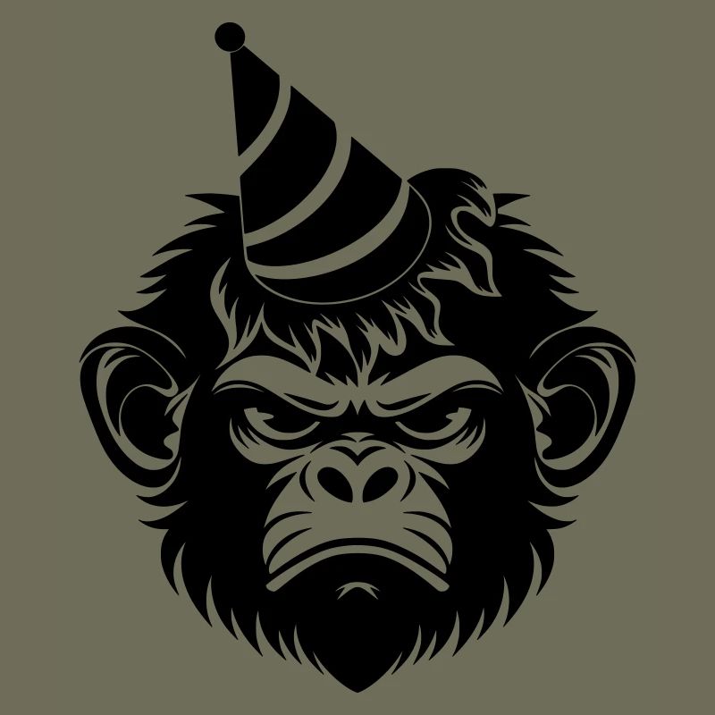 Capricious monkey with party hat