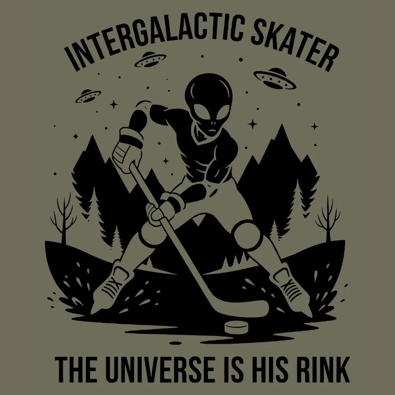 Außerirdische Eishockeyspieler UFO Silhouette 
