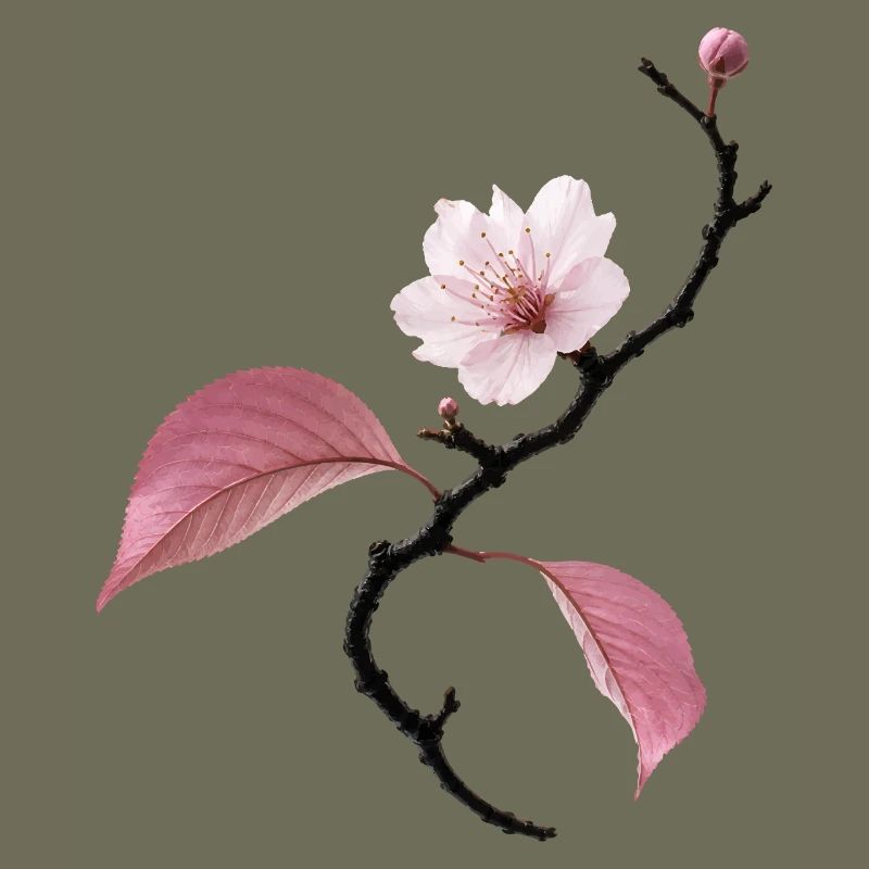 Delicate cherry blossom in ikebana style