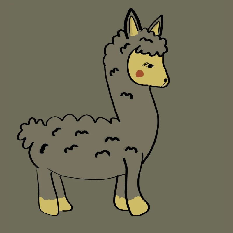 Playful llama with braid and button ears