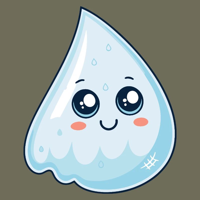 Smiling Blue Kawaii Drop