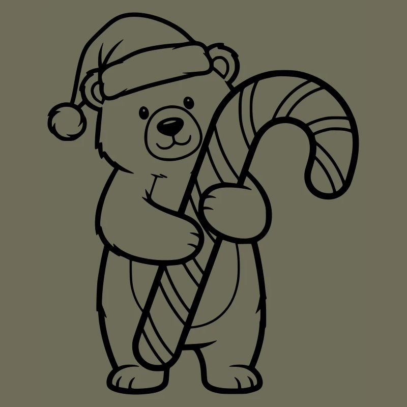Petit ours de Noël mignon avec une canne d’orge d’orge