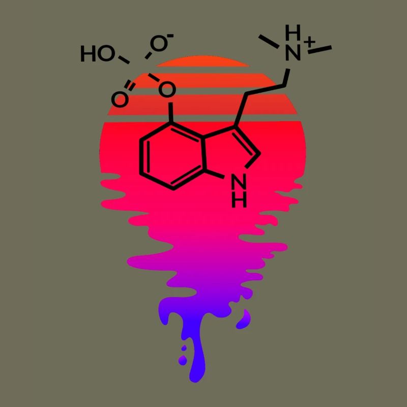 Psilocybin Molecule with Retro Sunset