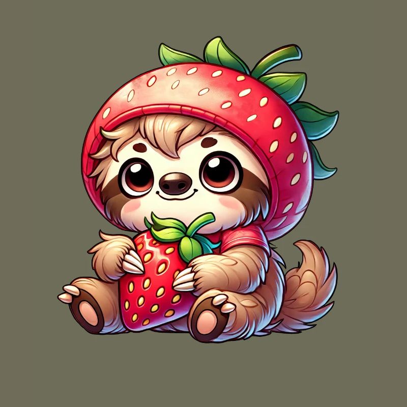 Faultier Erdbeere Sommerfrucht Design