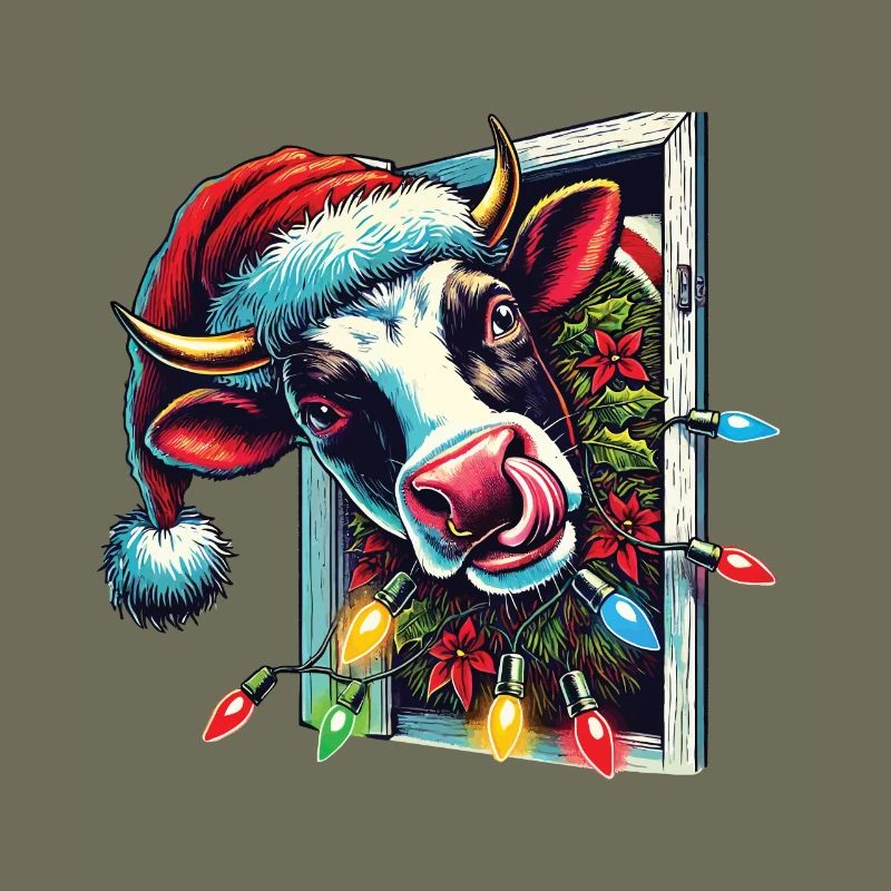 Lustige Weihnachtskuh Mit Lichtern