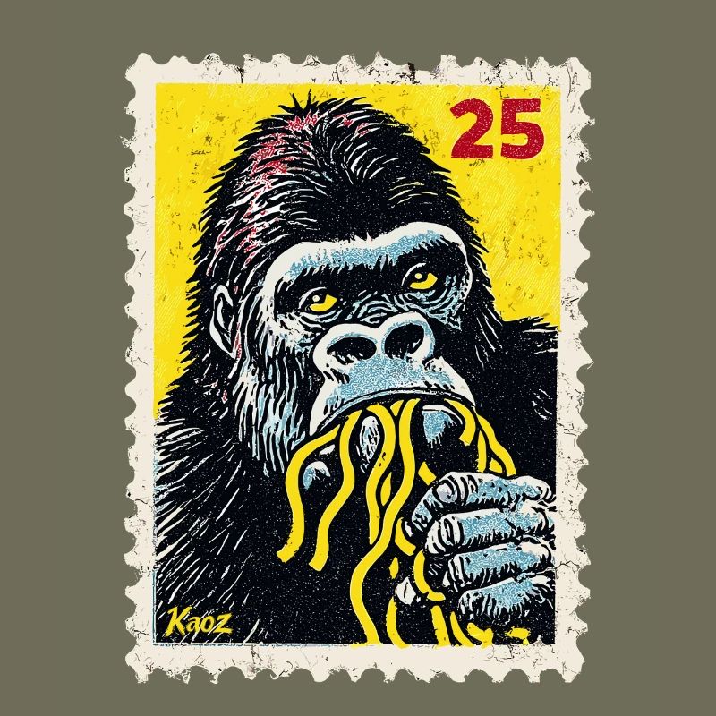 Gorilla Eats Noodles – Comic Stamp