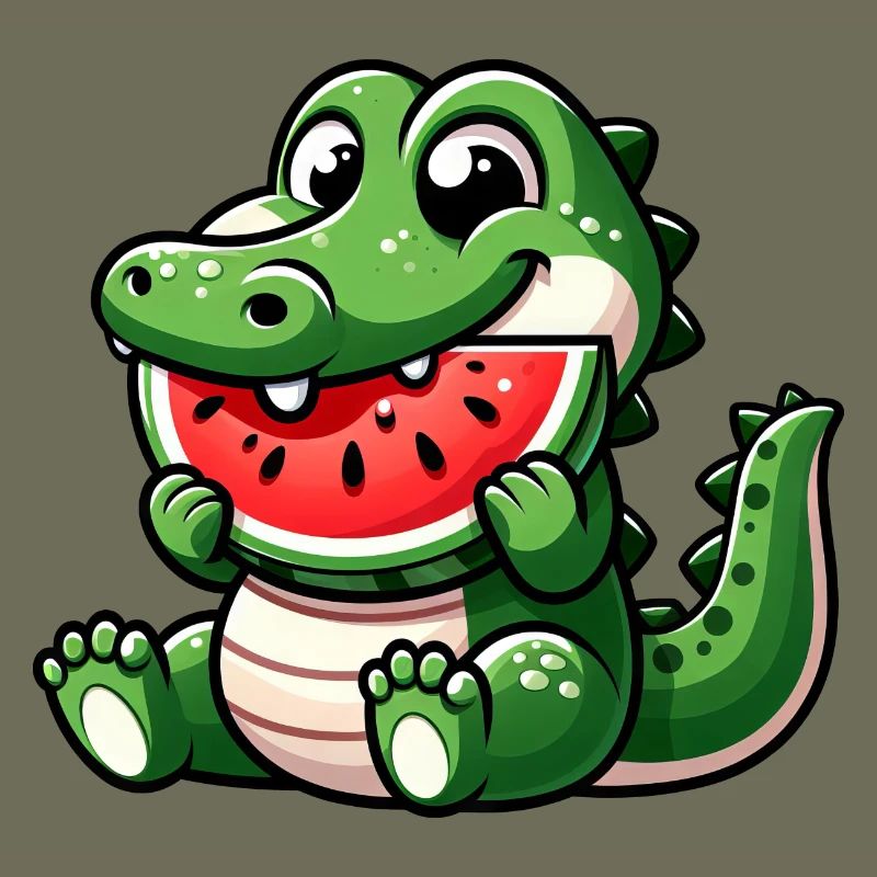 Crocodile avec pastèque fruité mignon