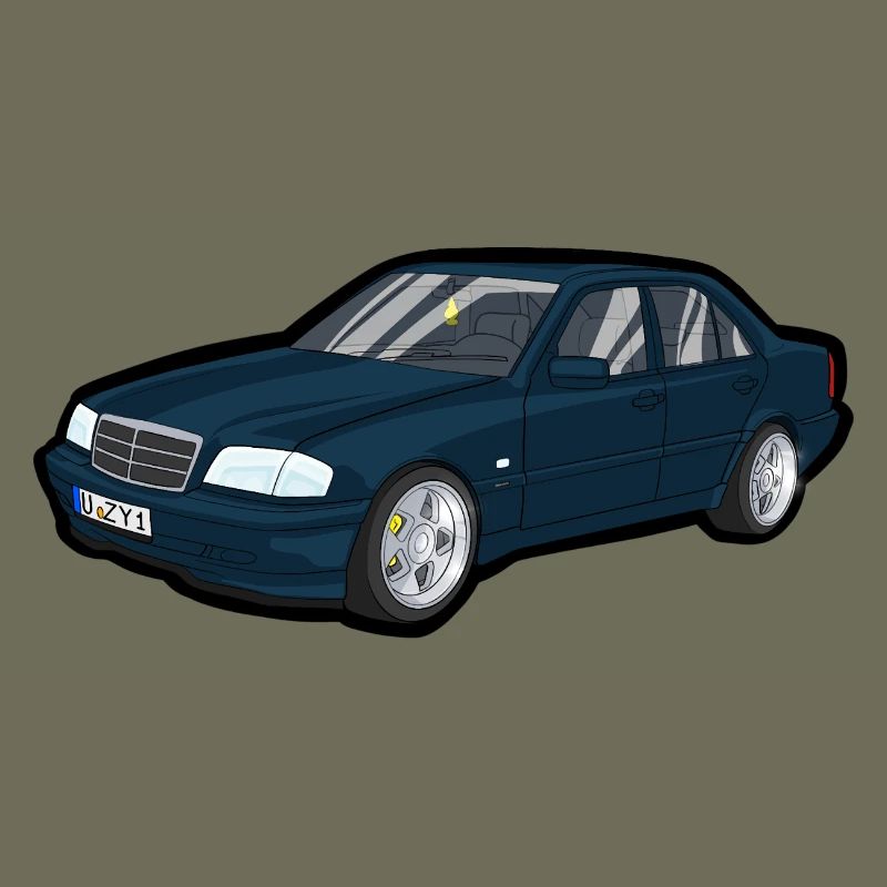 Blauer Oldtimer Cartoon Auto