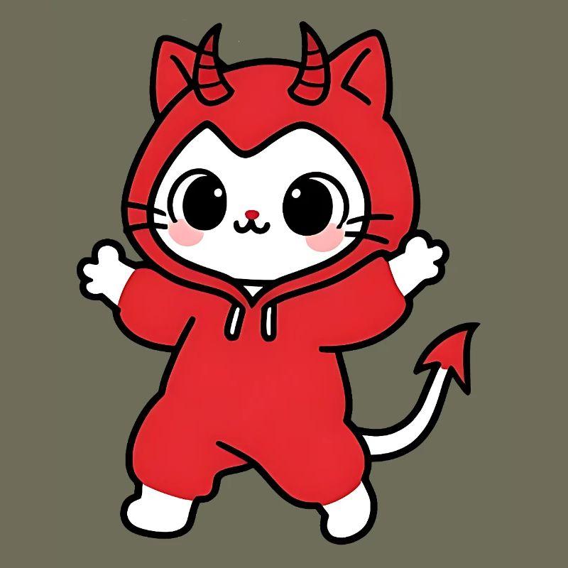 Cat Devil Kapuzenpullover Rot
