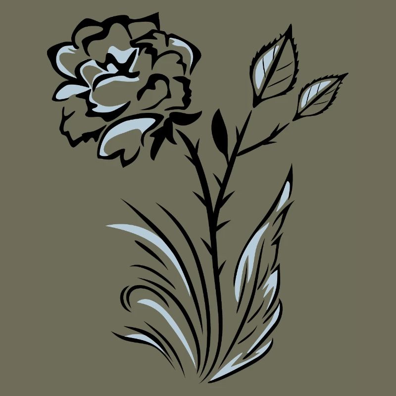 Stilisierte, umrandete Rose