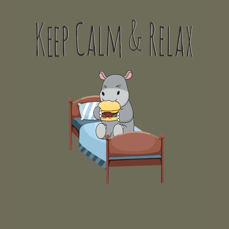 Keep Calm & Relax - süßes Nilpferd mit Burger
