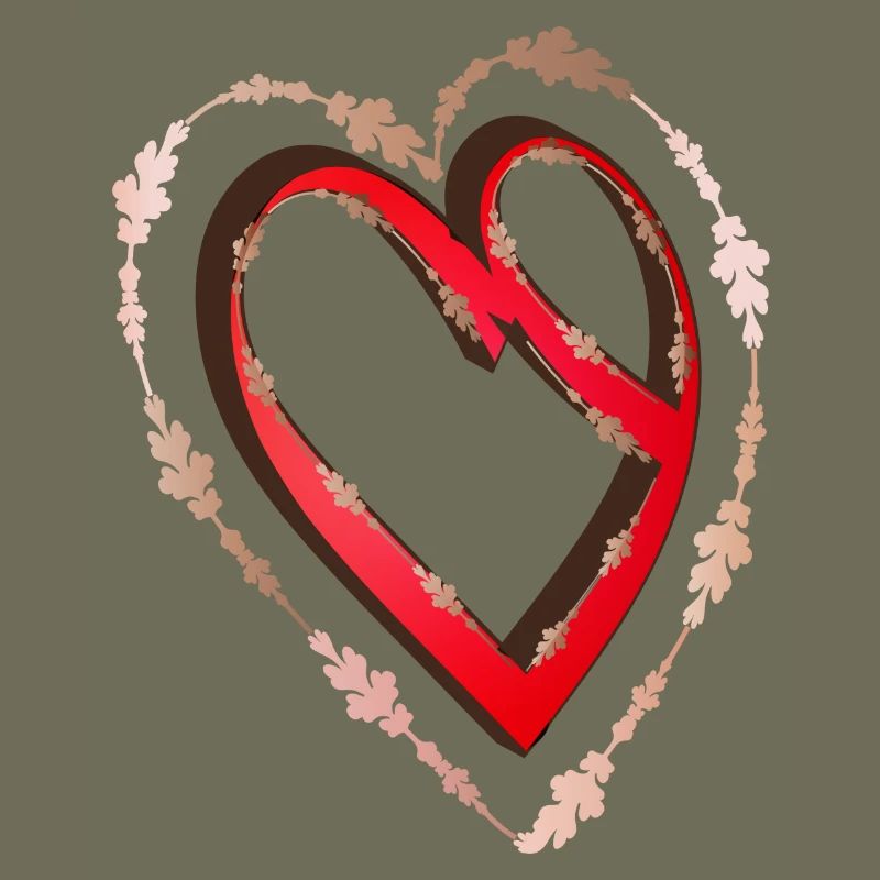 nostalgic red calligraphy heart