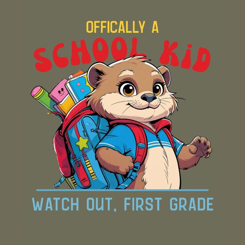Funny schoolchild with backpack design