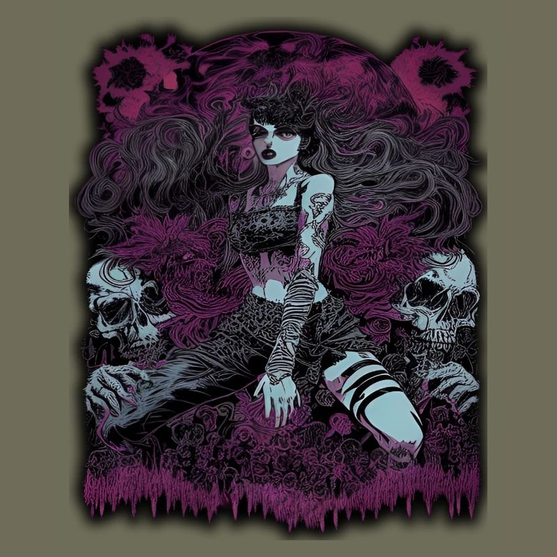 Dunkle Zauberin mit Totenkopf-Elementen