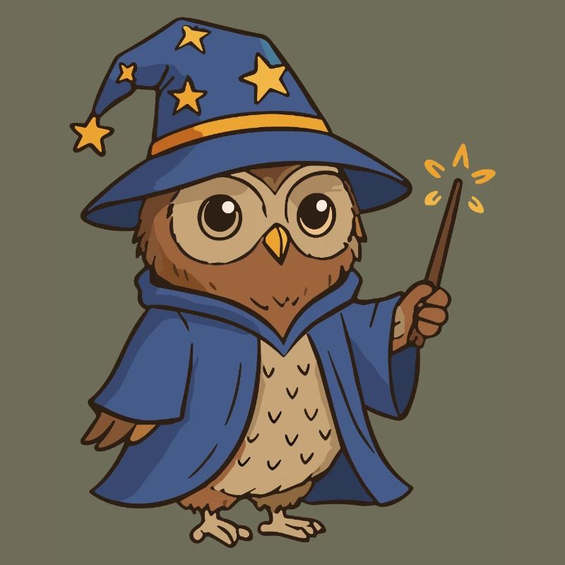 Magical Owl Wizard Illustration