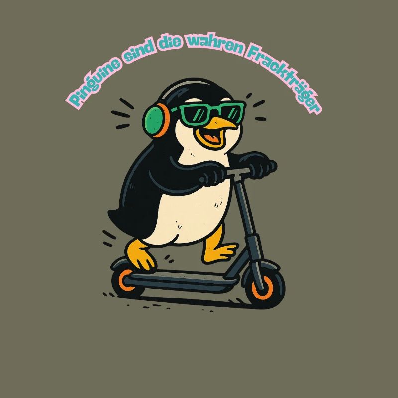 Tailcoat penguin on scooter