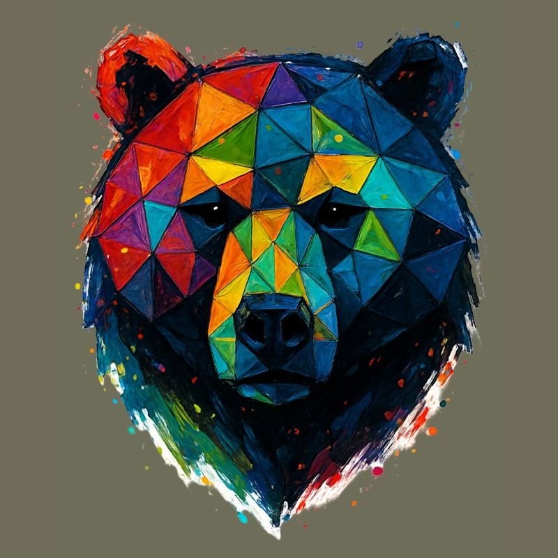 Geometric Bear: Colorful Low Poly Style