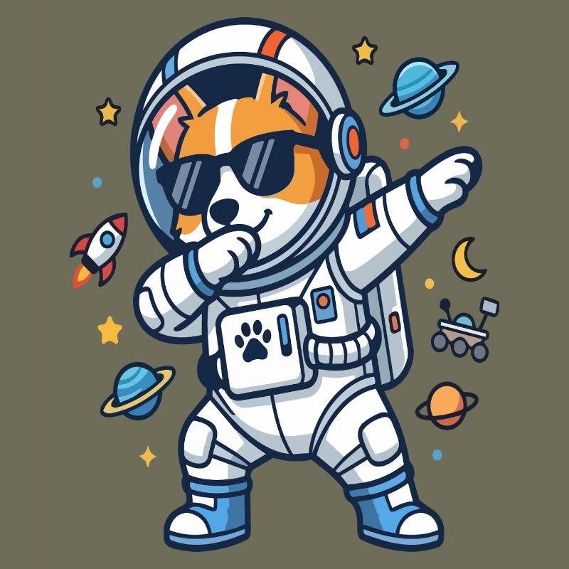 Dabbing Corgi Astronaut Funny Space Dog