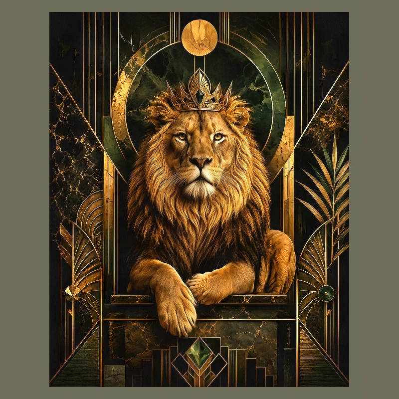 Löwe mit Krone im Gold-Design