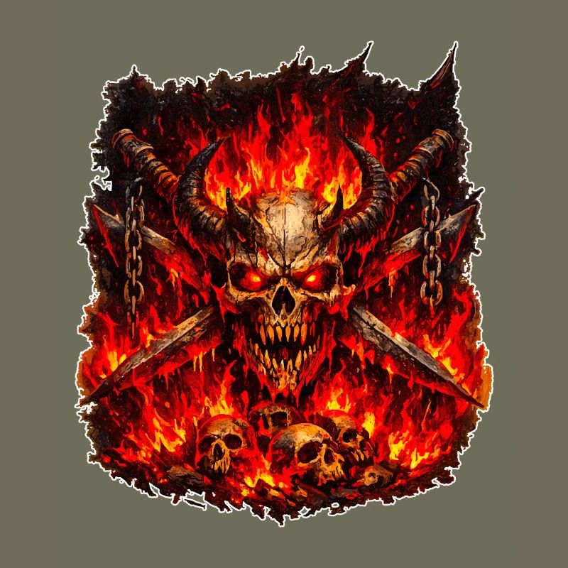 Crâne de Feu avec des Cornes
