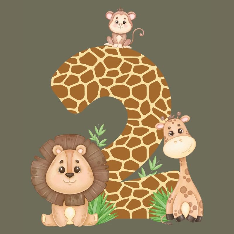 2. Geburtstag Dschungeltiere Giraffe Löwe Affe