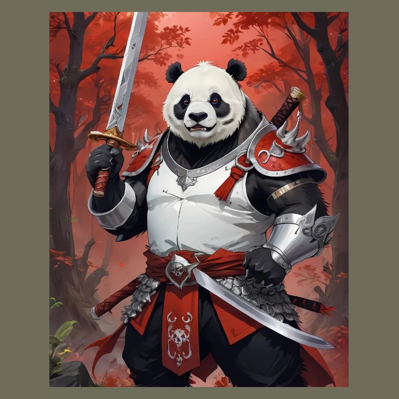 Ein monströses Ungetüm, ein Pandabär, Samurai
