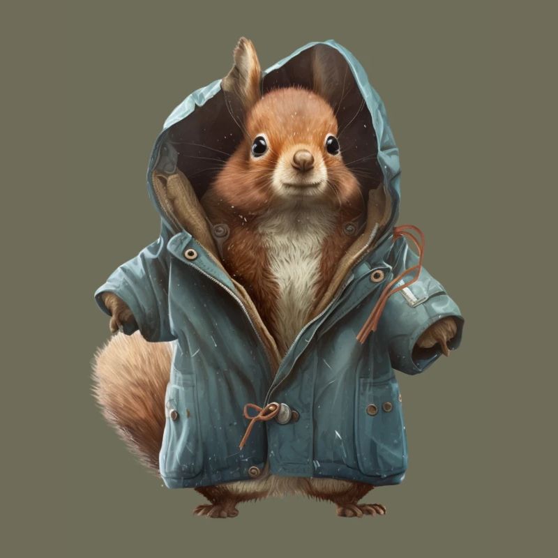 Design mit einem Eichhörnchen was eine Jacke trägt