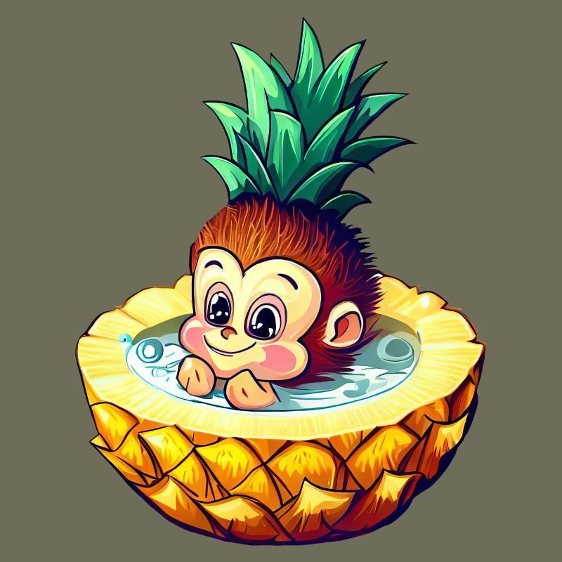 Monkey and pineapple: summer bathing fun design