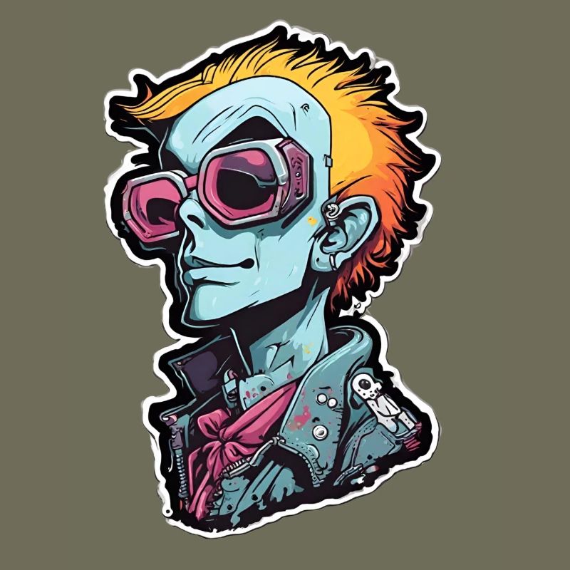 Blauer Punk mit Neon Goggles