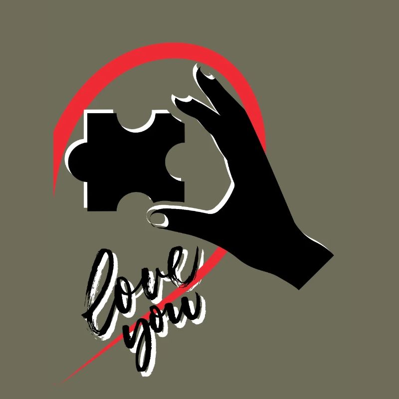 Hand, die ein Puzzle hält, halb ein Herz