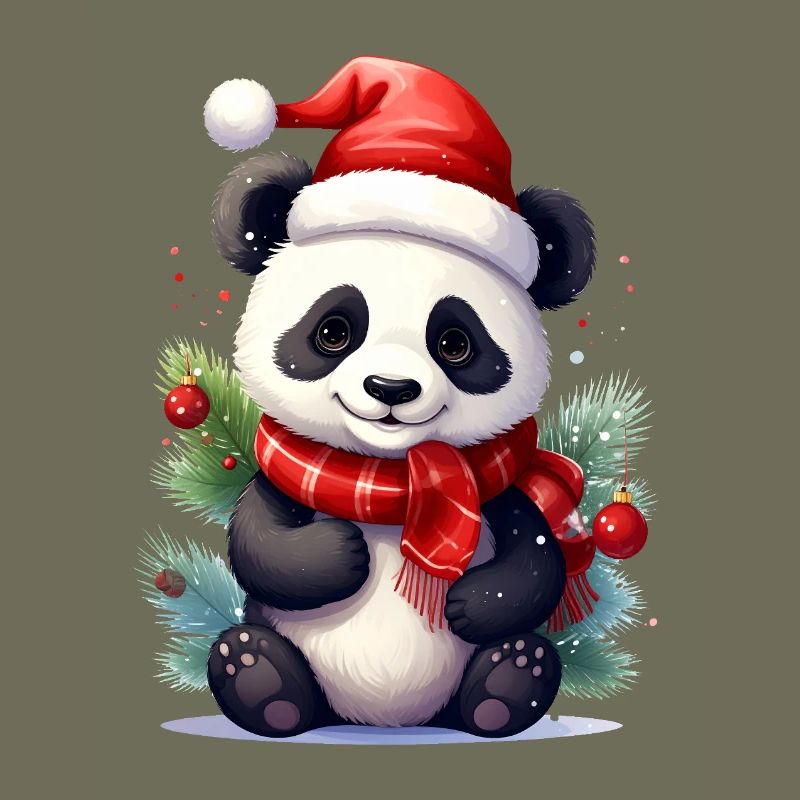 Mignon panda de Noël avec écharpe