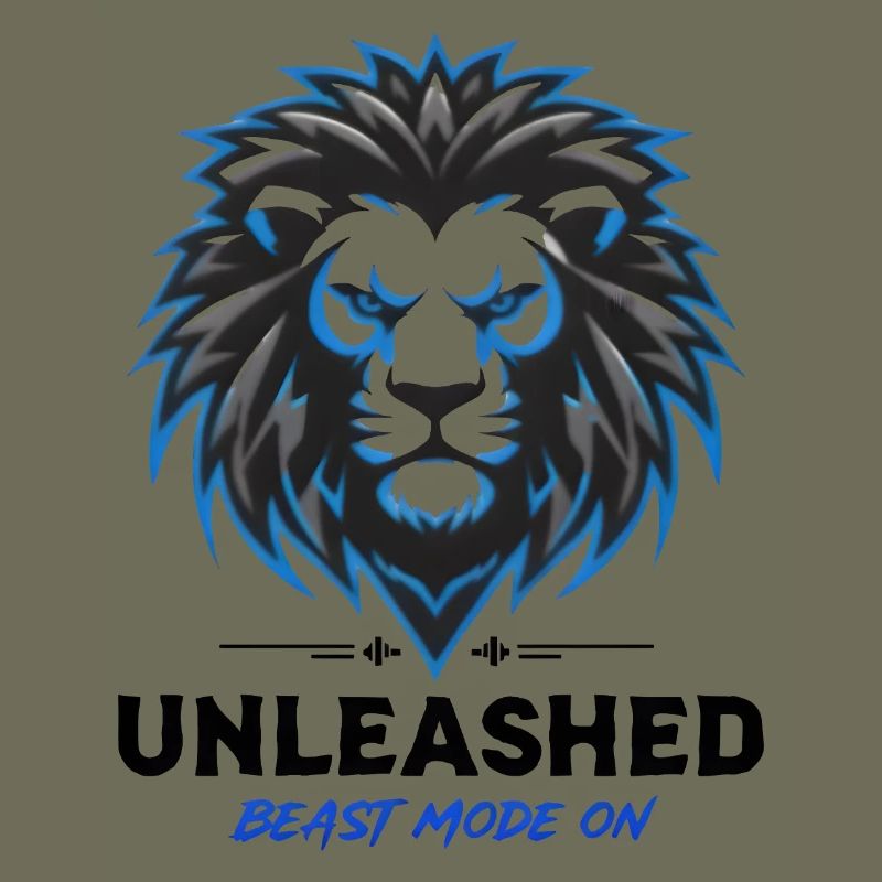 Blue Neon Lion Crest Unleashed