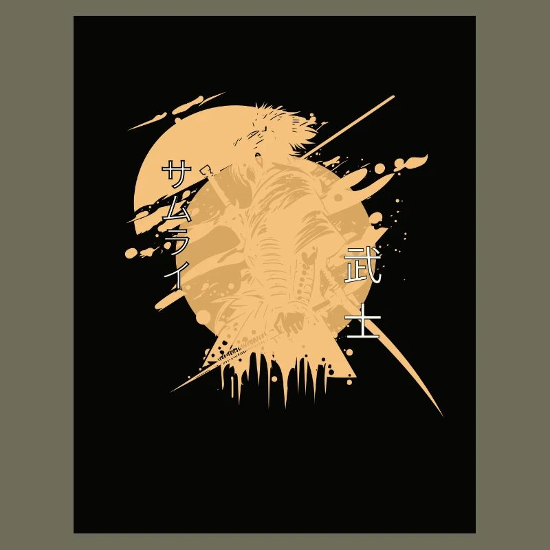 Samouraï Cheval Splatter Noir