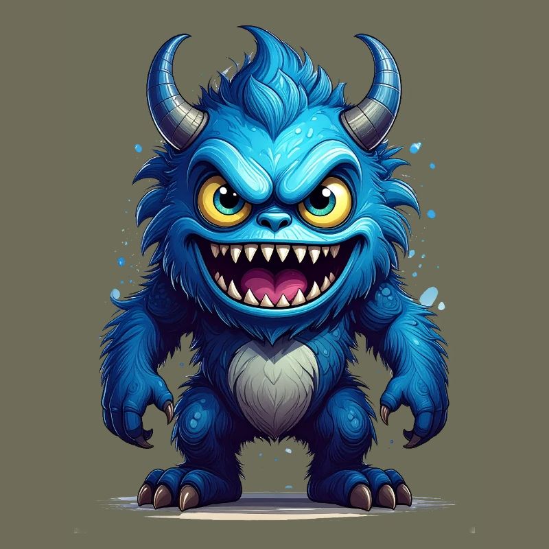 A creepy blue monster