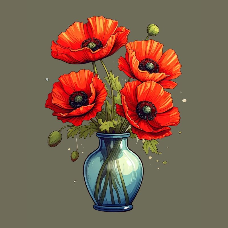 Vase avec des coquelicots