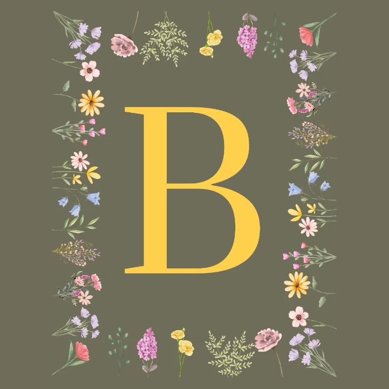 Florale Initialen "B", Buchstaben Monogramm
